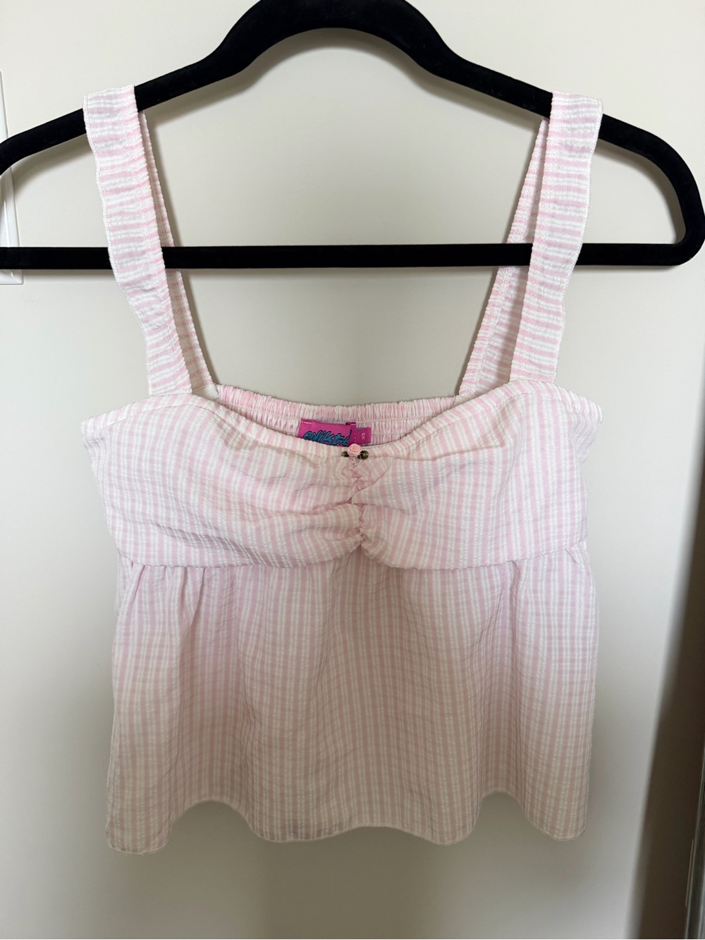 Edikted Light Pink Striped Ruched Bust Camisole